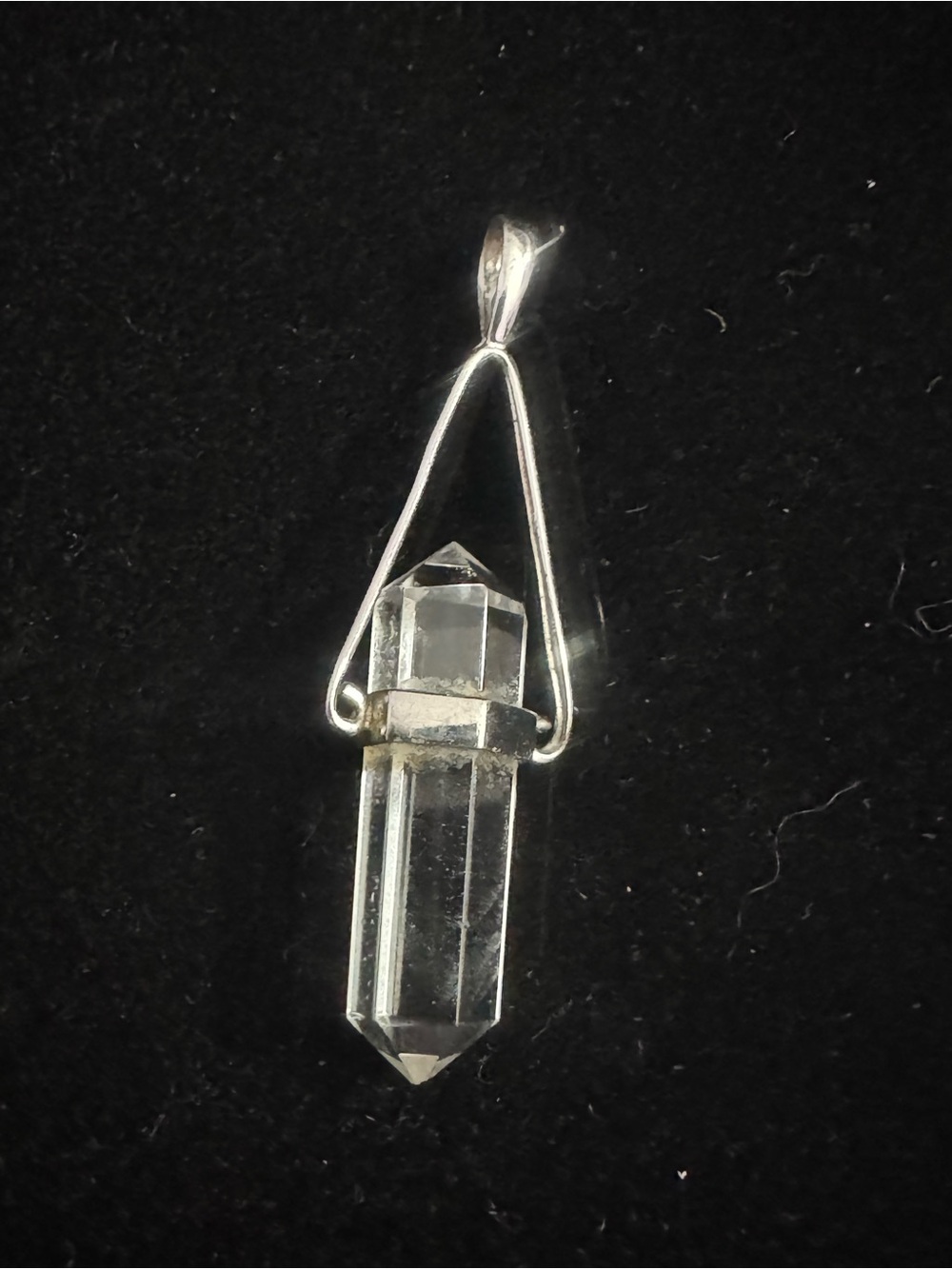 Clear Quartz Crystal Point Pendant Necklace - Elegant Sterling Silver